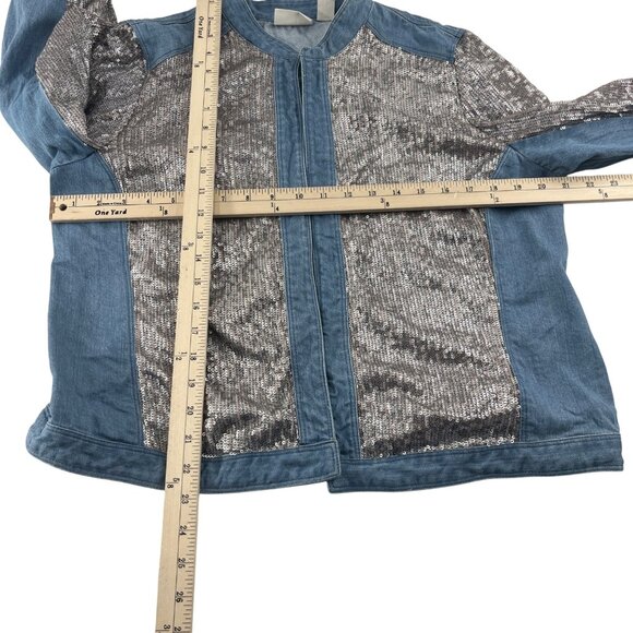 Chico's Denim & Sequin Jacket Size 2 Large Stretch - Picture 5 of 6